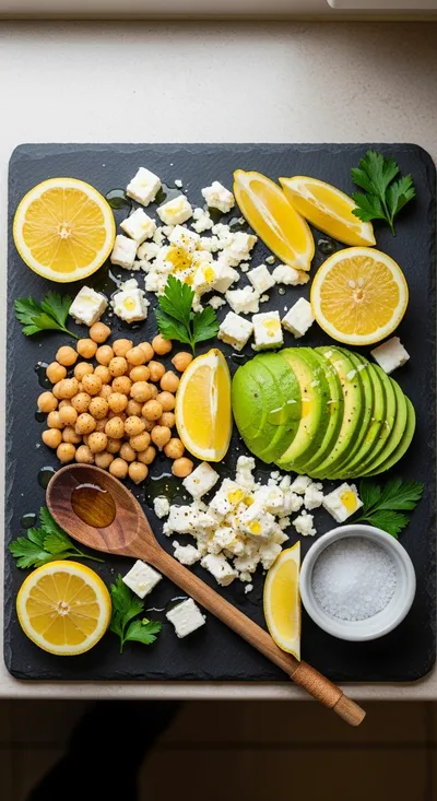 Chickpea Feta Avocado Salad – Simple Healthy Recipe - cooking process