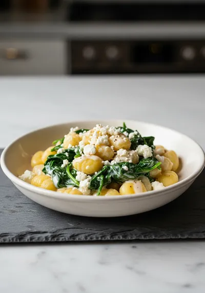 Creamy Gnocchi with Spinach and Feta – Healthy Dinner