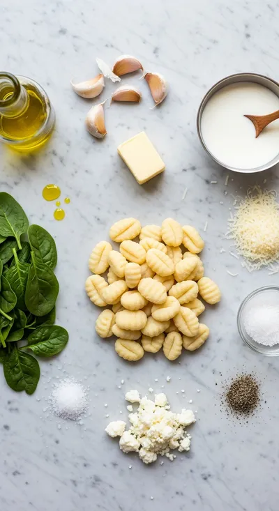 Creamy Gnocchi with Spinach and Feta – Healthy Dinner - cooking process