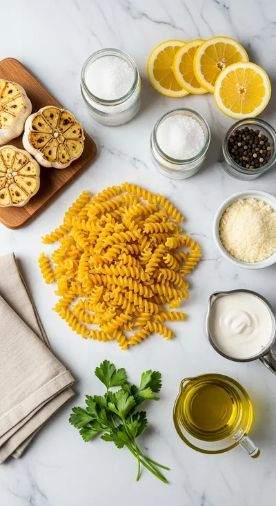 Creamy Roast Garlic and Lemon Pasta Sauce - cooking process