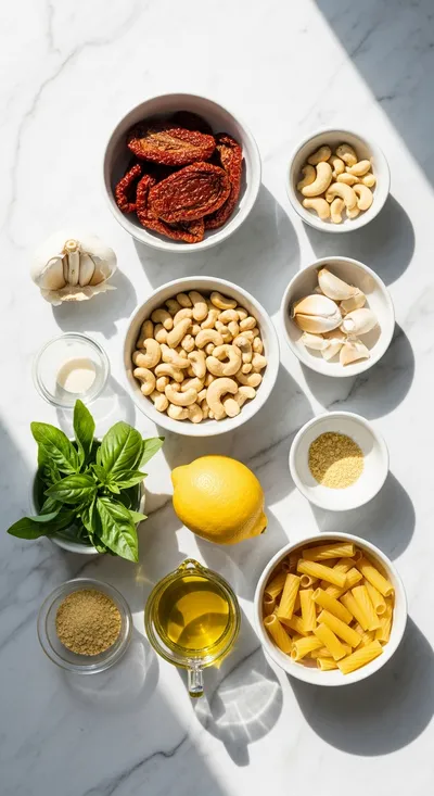 Creamy Sun-Dried Tomato Vegan Pasta - cooking process