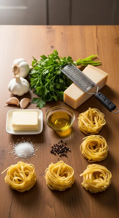 Garlic Butter Pasta: Easy Vegetarian Delight - cooking process