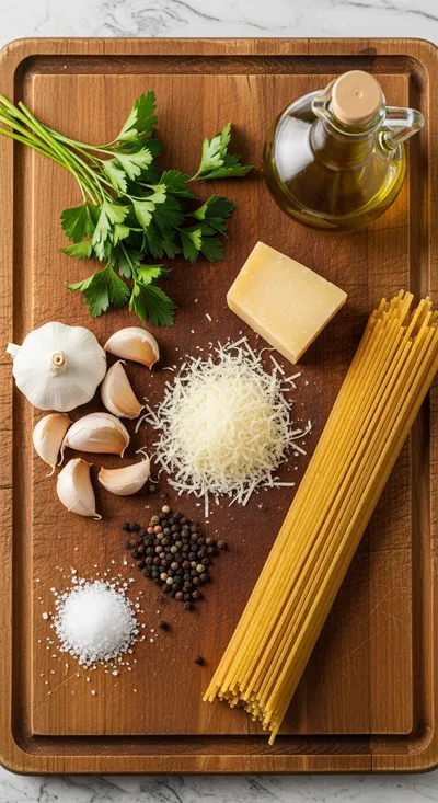 Garlic Parmesan Pasta - ingredients preparation