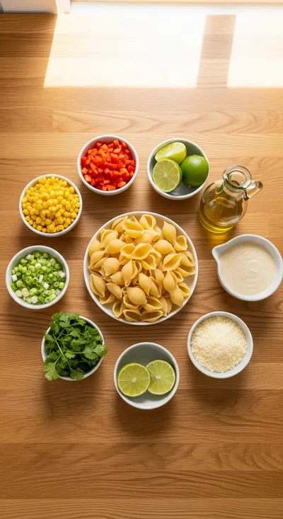Healthy Street Corn Pasta Salad - cooking process