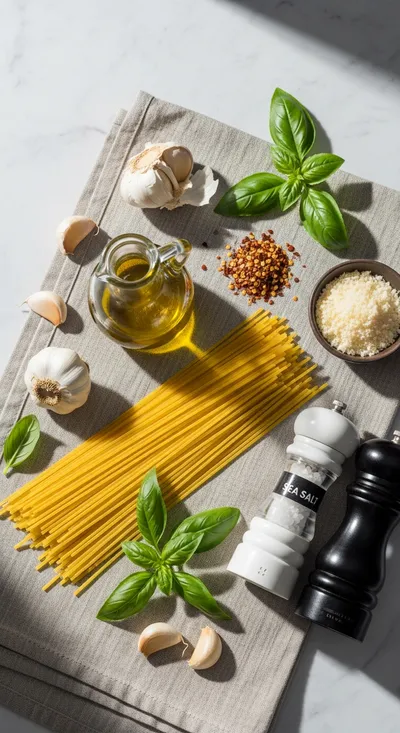 Italian Pasta With Garlic Olive Oil Sauce - cooking process