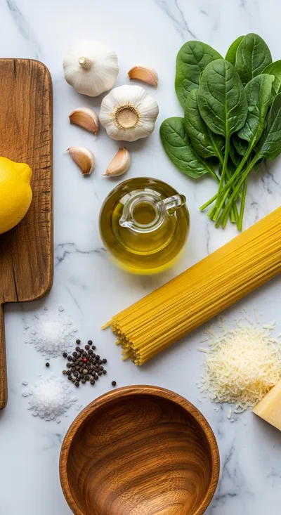 Lemon Spinach Pasta Recipe - cooking process