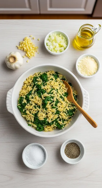One-Pot Spinach Orzo With Parmesan - cooking process