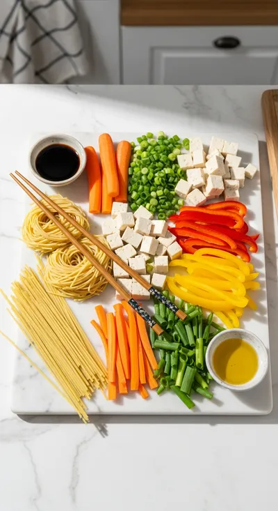 10-Minute Pan Fried Noodles - ingredients preparation