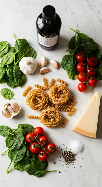 Spinach Tomato Pasta – Healthy Vegetarian Delight - cooking process