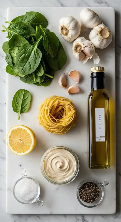Vegan Spinach Garlic Pasta - cooking process
