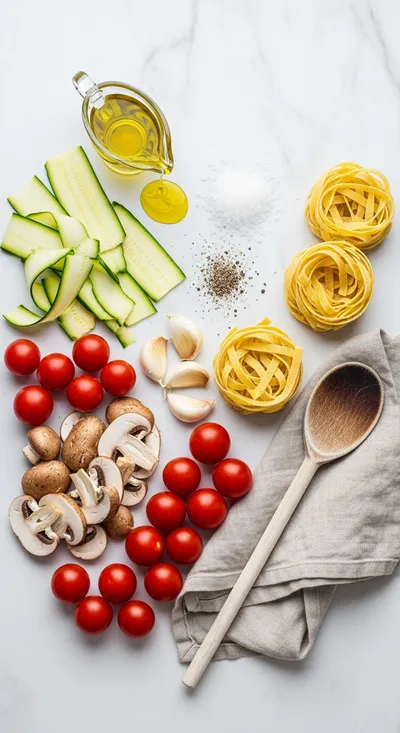 Zucchini and Mushroom Pasta - cooking process